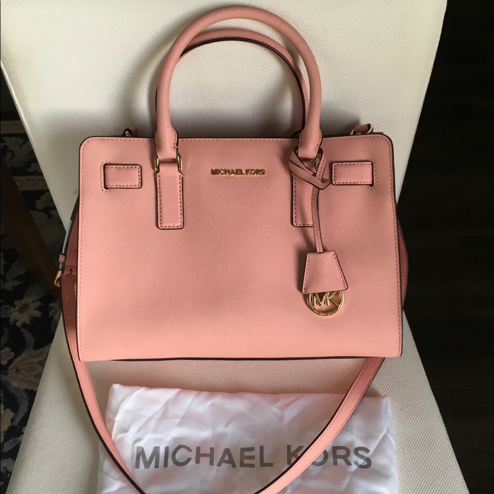 NWT Michael Kors Dillon TZ EW  Leather Satchel Pale Pink
